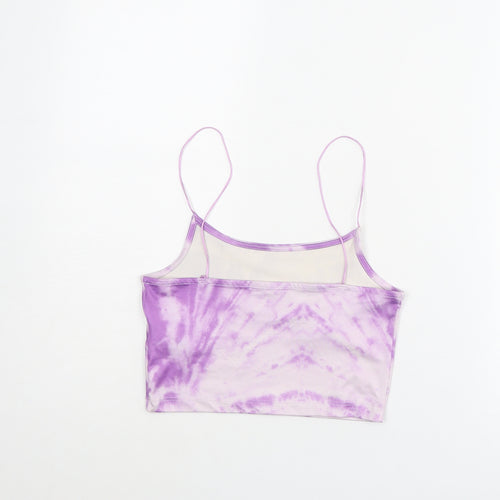 Stradivarius Womens Purple Polyester Cropped Tank Size S Scoop Neck - Tie Dye Pattern