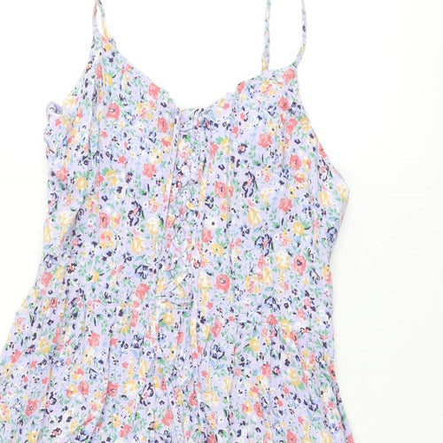 New Look Womens Multicoloured Floral Viscose A-Line Size 16 V-Neck Pullover