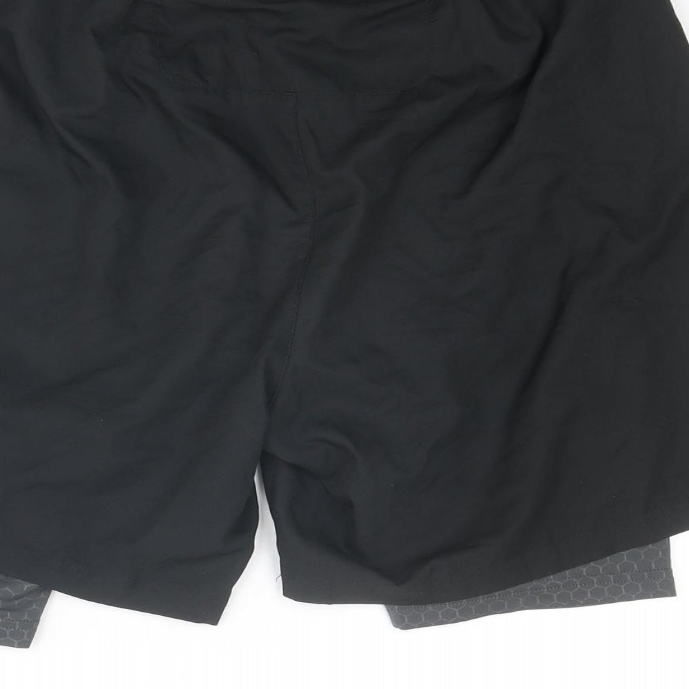 Canterbury Mens Black Polyester Athletic Shorts Size S L6 in Regular Drawstring - Under Short Attached