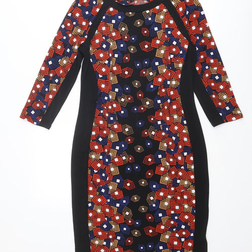 Marks and Spencer Womens Multicoloured Geometric Polyester Shift Size 10 Round Neck Pullover