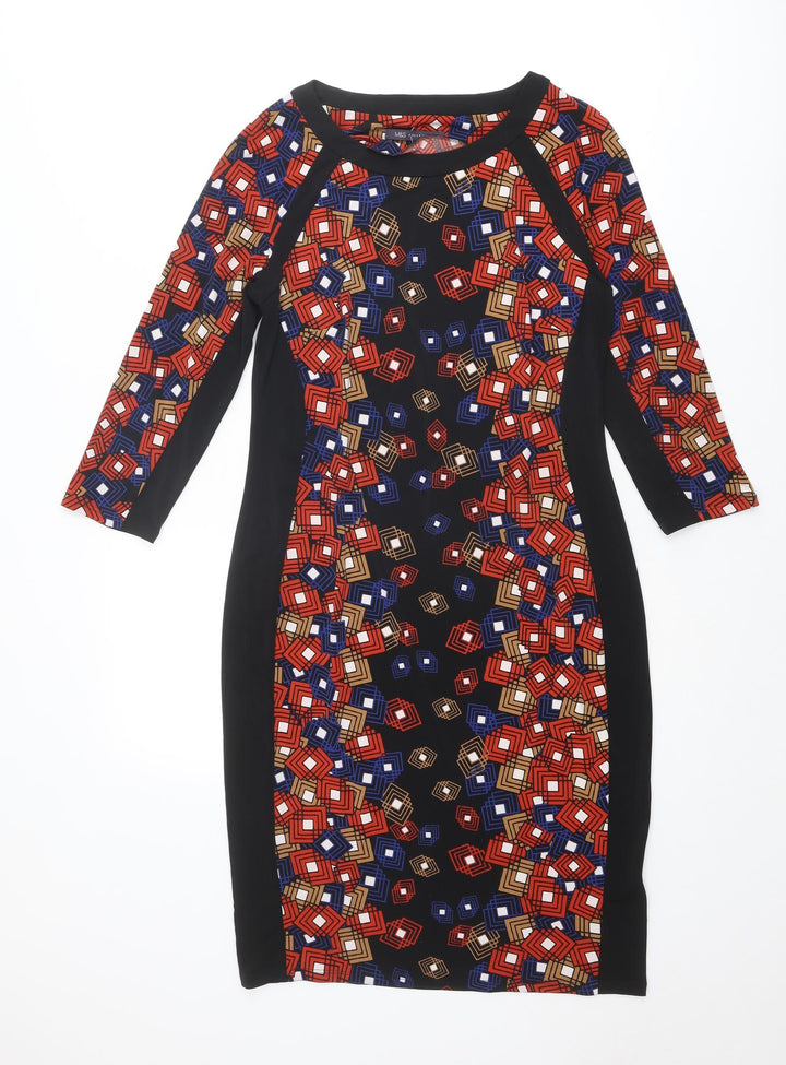 Marks and Spencer Womens Multicoloured Geometric Polyester Shift Size 10 Round Neck Pullover