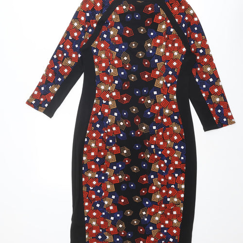 Marks and Spencer Womens Multicoloured Geometric Polyester Shift Size 10 Round Neck Pullover
