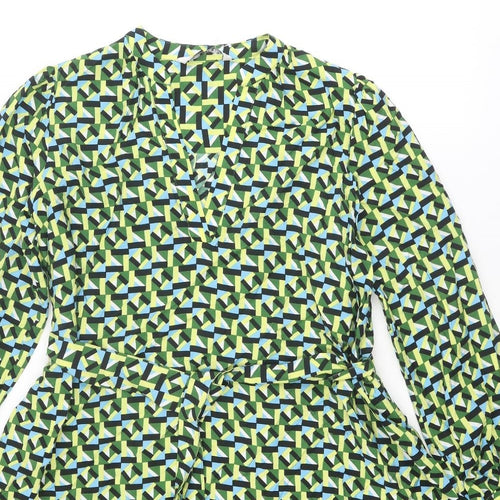 Zara Womens Multicoloured Geometric Viscose A-Line Size S Round Neck Pullover