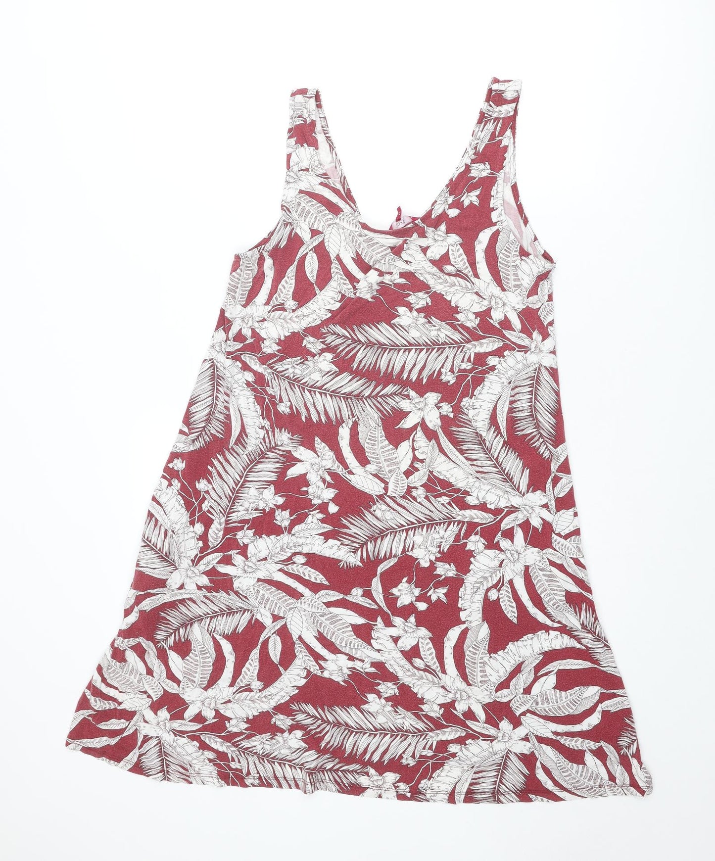 NEXT Womens Red Geometric Viscose A-Line Size 16 Scoop Neck Pullover