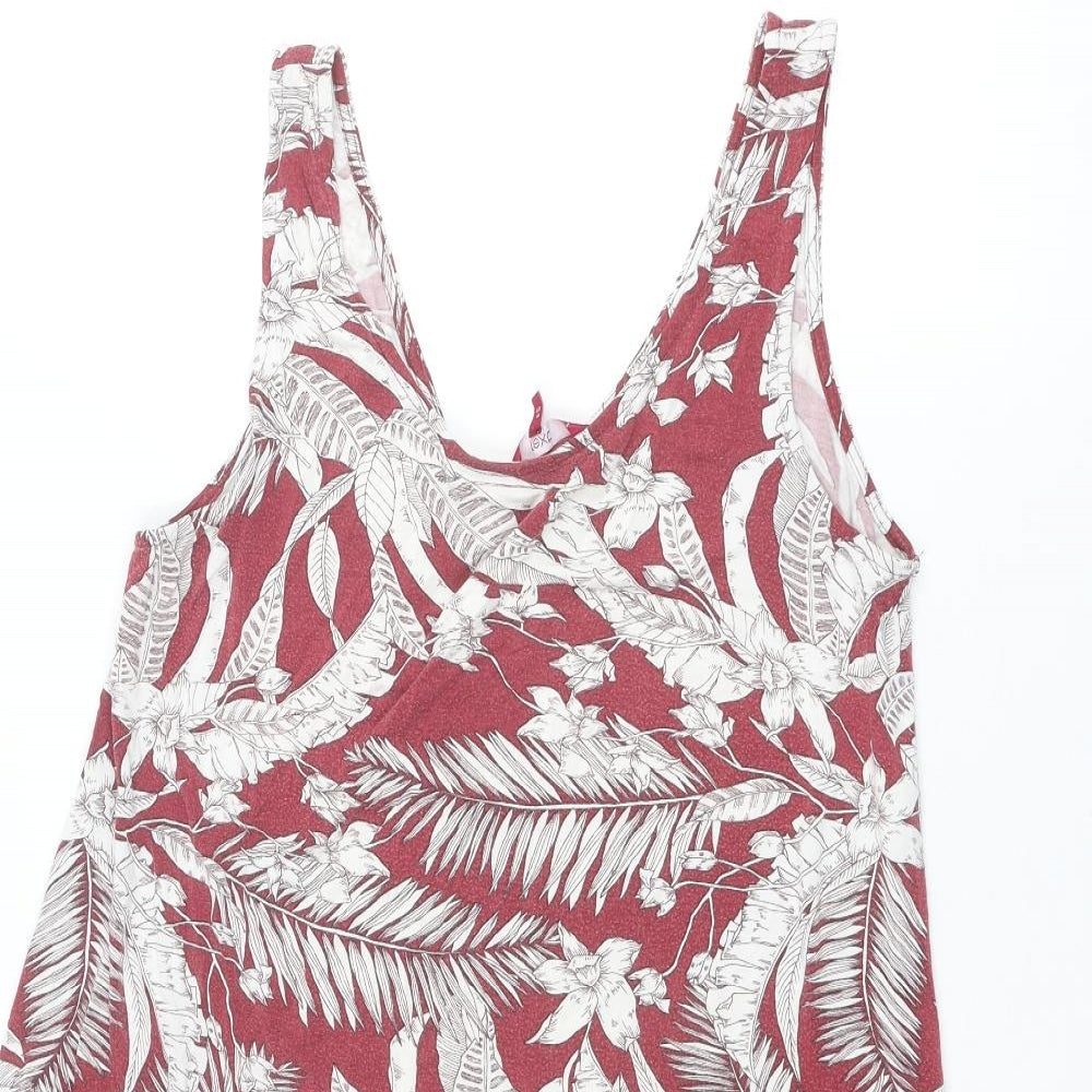 NEXT Womens Red Geometric Viscose A-Line Size 16 Scoop Neck Pullover