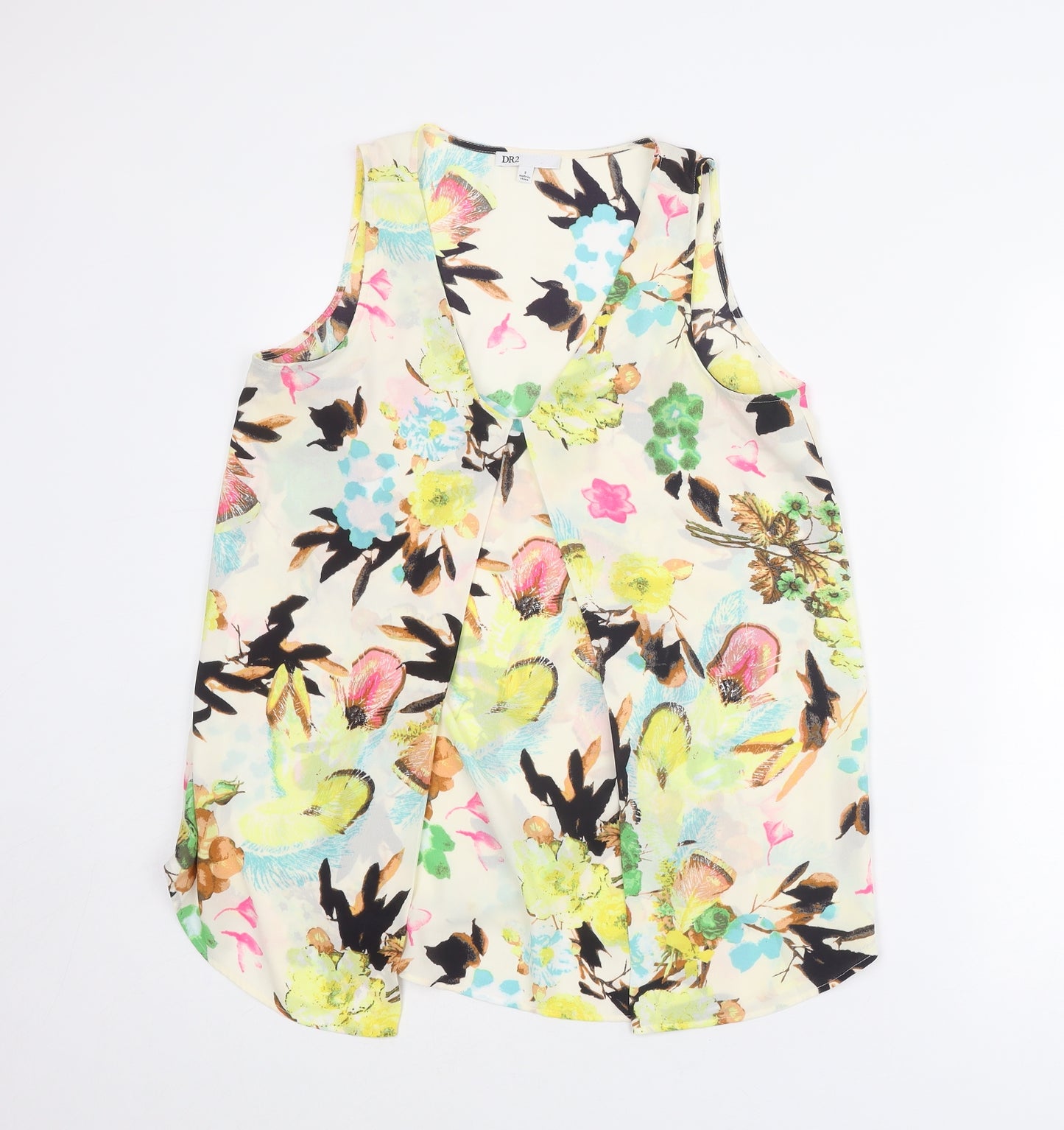 DR2 by Daniel Rainn Womens Multicoloured Floral Polyester Basic Blouse Size S V-Neck - Open Front