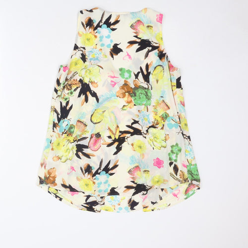 DR2 by Daniel Rainn Womens Multicoloured Floral Polyester Basic Blouse Size S V-Neck - Open Front