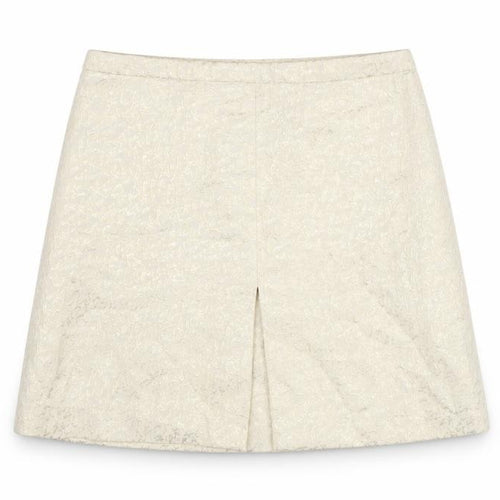 H&M Womens Ivory Geometric Cotton A-Line Skirt Size 10 Zip