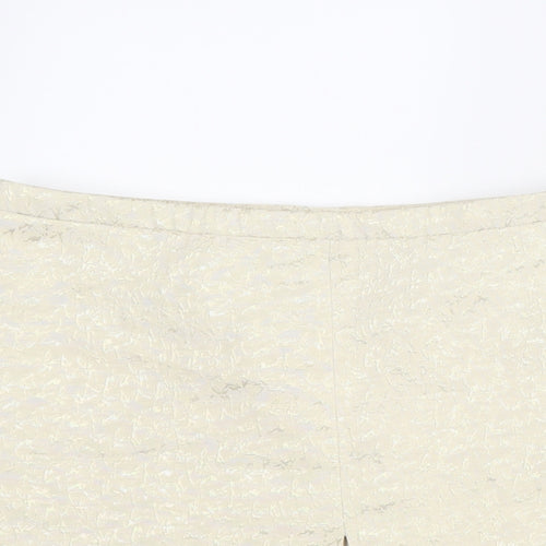 H&M Womens Ivory Geometric Cotton A-Line Skirt Size 10 Zip