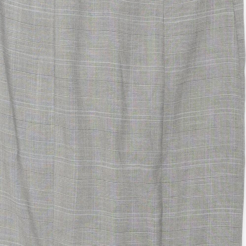 Marks and Spencer Womens Grey Plaid Polyester Straight & Pencil Skirt Size 8 Button