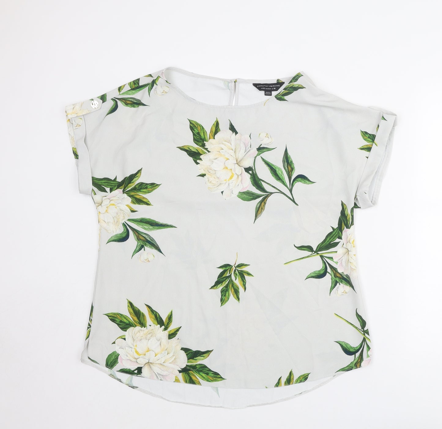 Dorothy Perkins Womens Grey Floral Polyester Basic Blouse Size 16 Boat Neck