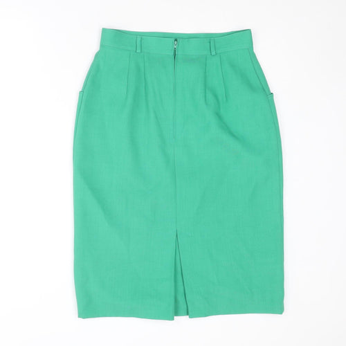 St Michael Womens Green Polyester Straight & Pencil Skirt Size 14 Zip