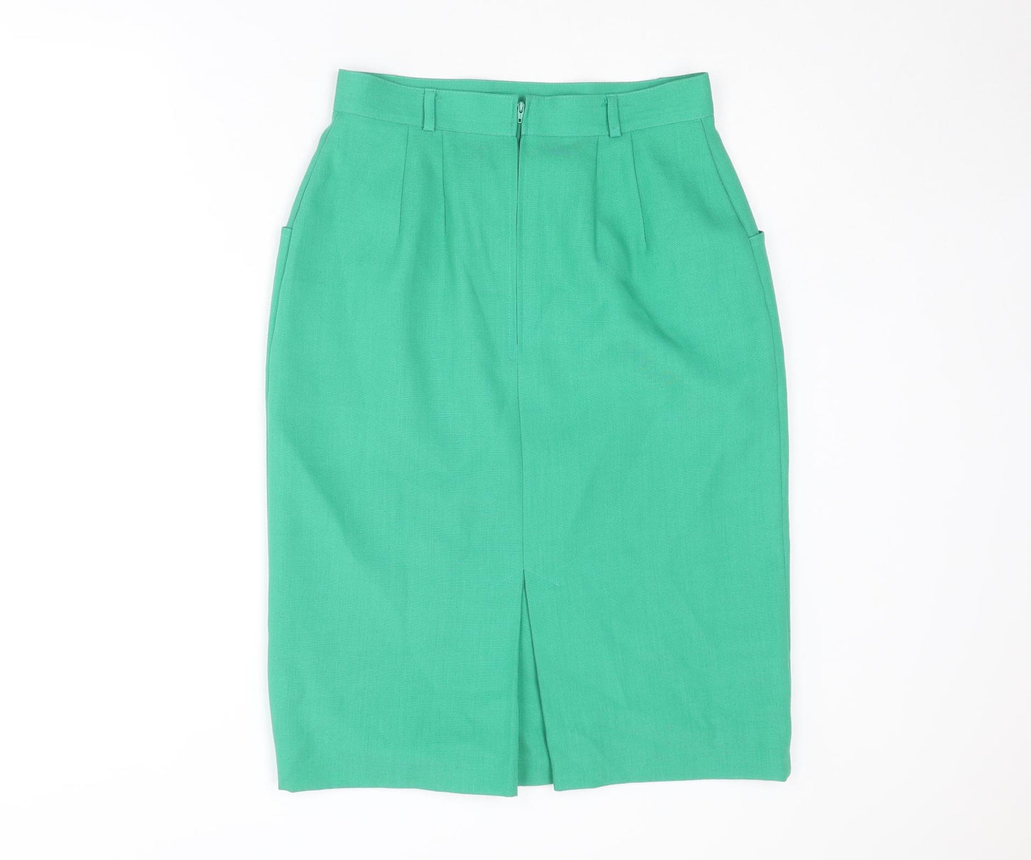 St Michael Womens Green Polyester Straight & Pencil Skirt Size 14 Zip