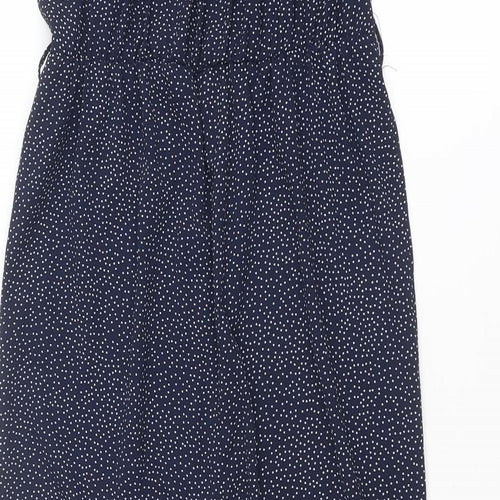 M&Co Womens Blue Polka Dot Polyester Jumpsuit One-Piece Size 12 L24 in Button