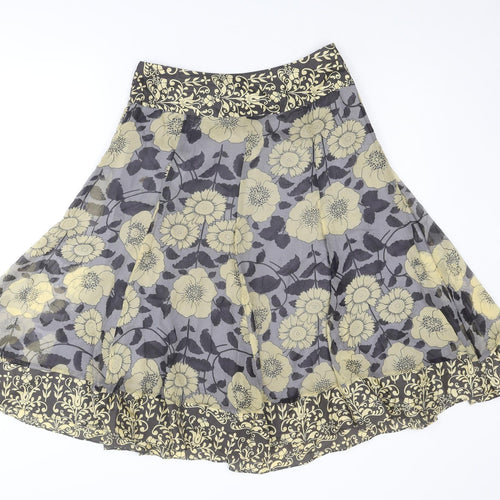 Phase Eight Womens Multicoloured Floral Polyester Swing Skirt Size 10 Zip