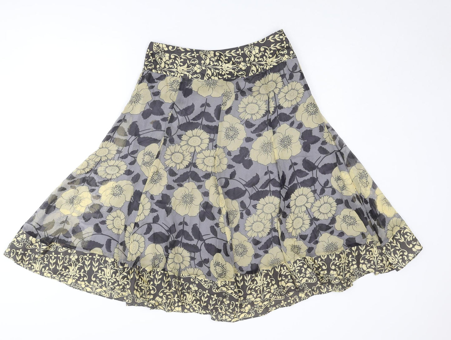 Phase Eight Womens Multicoloured Floral Polyester Swing Skirt Size 10 Zip