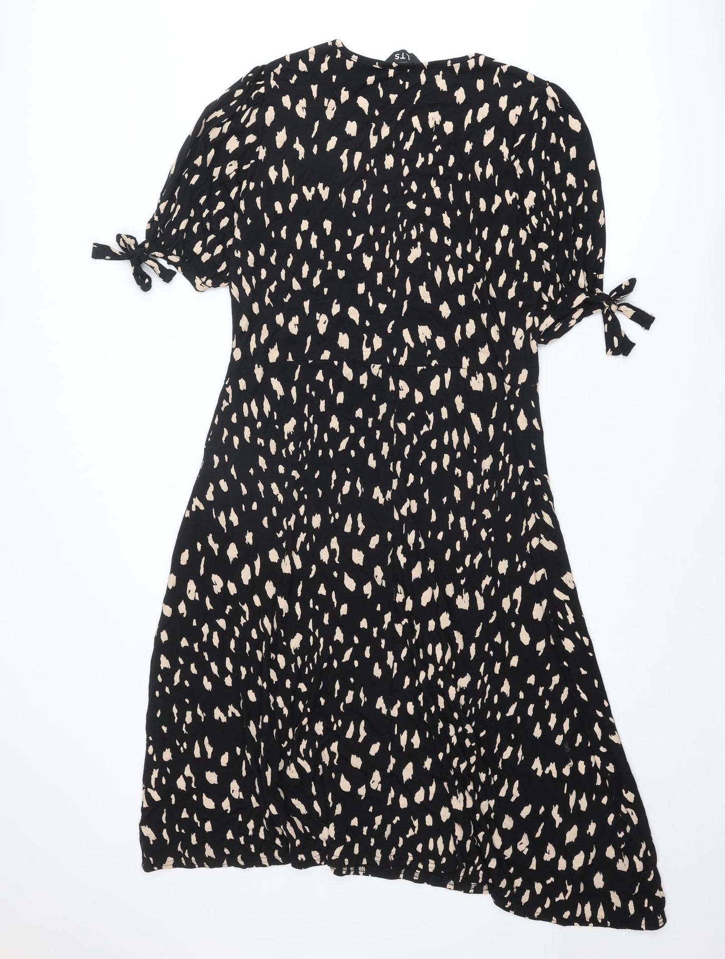 Long Tall Sally Womens Black Geometric Viscose A-Line Size 20 V-Neck Pullover