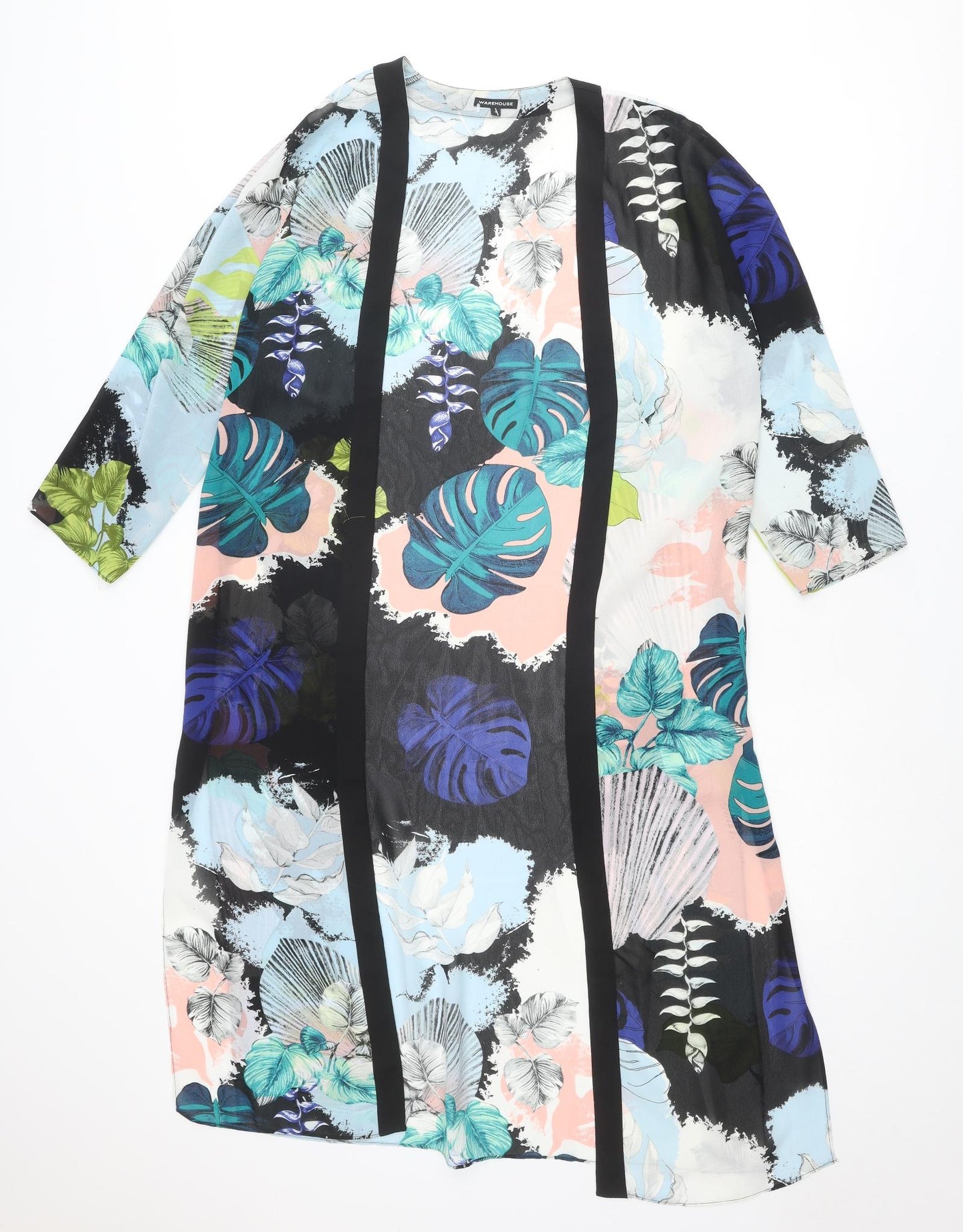 Warehouse Womens Multicoloured Geometric Polyester Kimono Blouse Size S V-Neck