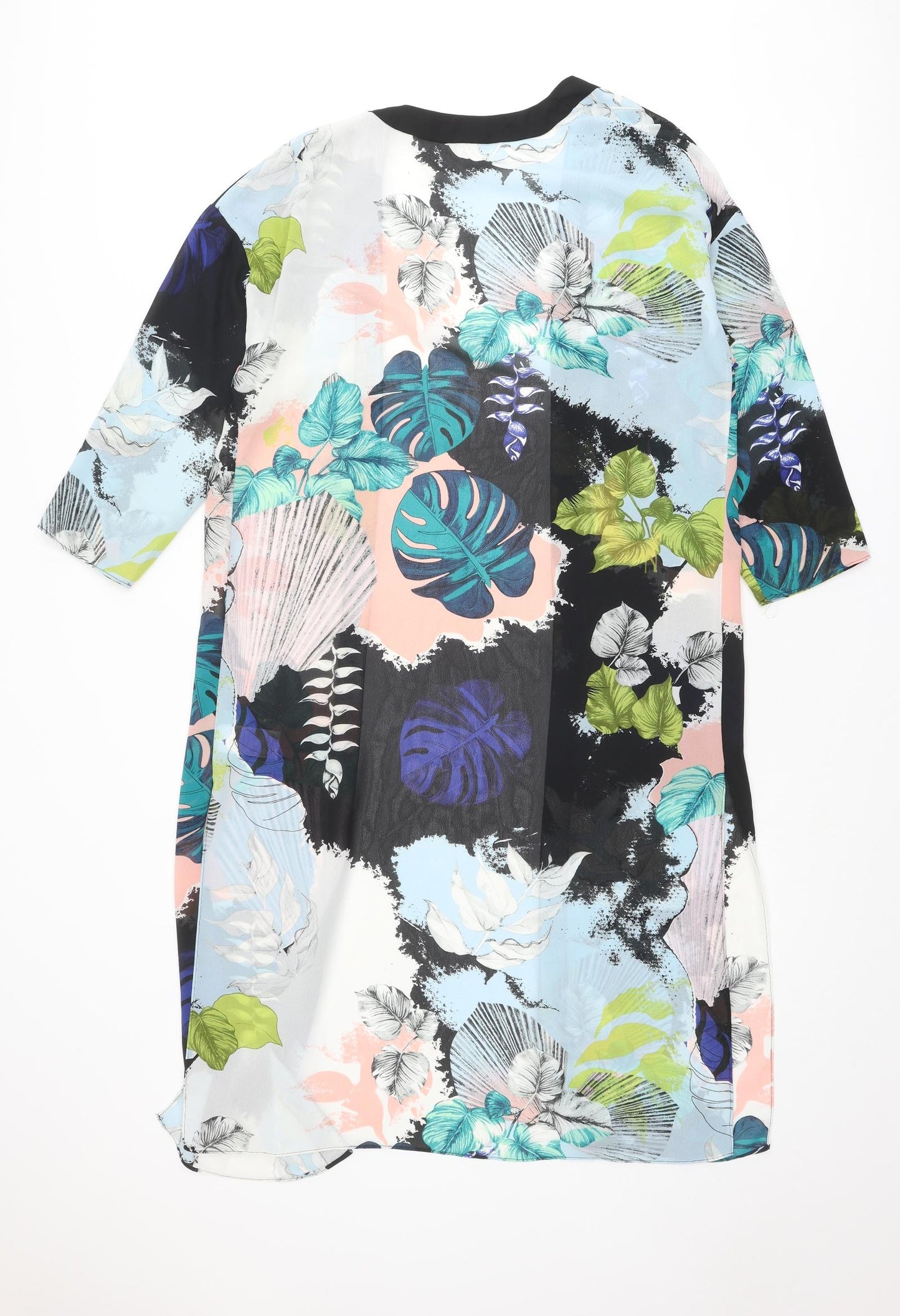 Warehouse Womens Multicoloured Geometric Polyester Kimono Blouse Size S V-Neck