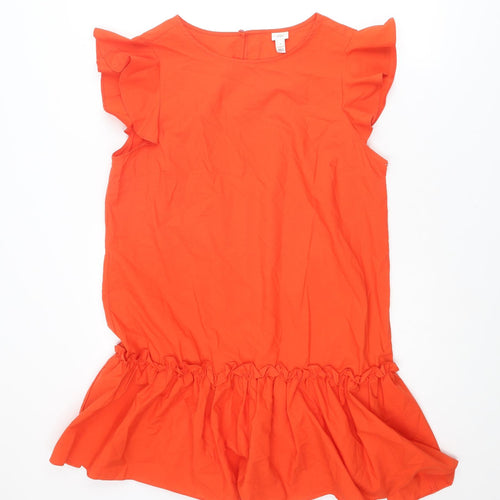 River Island Womens Red Polyester Skater Dress Size 14 Round Neck Button