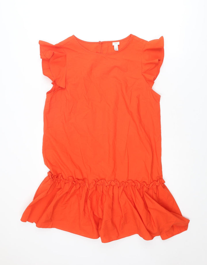 River Island Womens Red Polyester Skater Dress Size 14 Round Neck Button