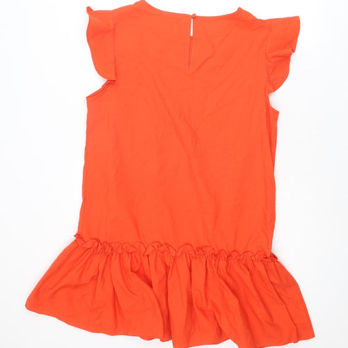 River Island Womens Red Polyester Skater Dress Size 14 Round Neck Button