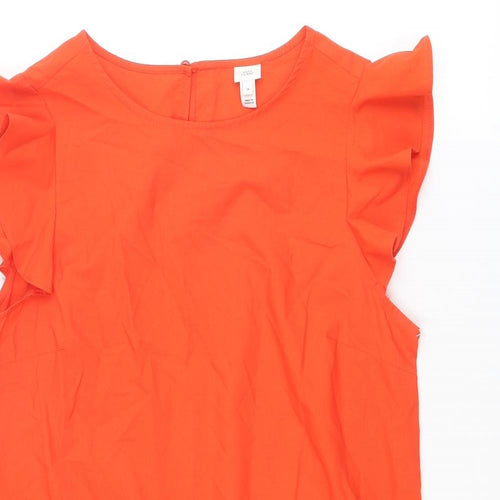 River Island Womens Red Polyester Skater Dress Size 14 Round Neck Button