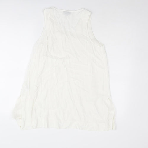 Topshop Womens White Viscose Basic Tank Size 10 V-Neck