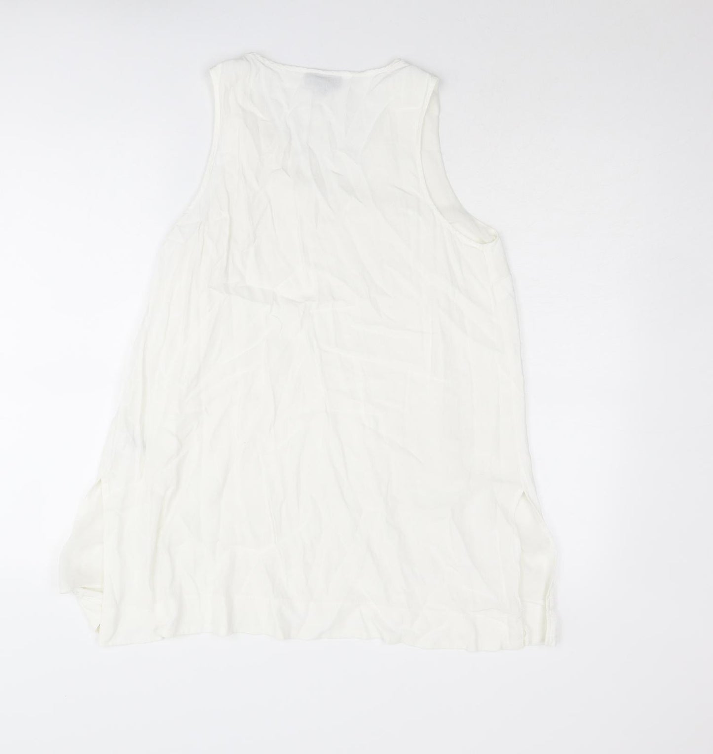 Topshop Womens White Viscose Basic Tank Size 10 V-Neck