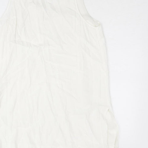 Topshop Womens White Viscose Basic Tank Size 10 V-Neck