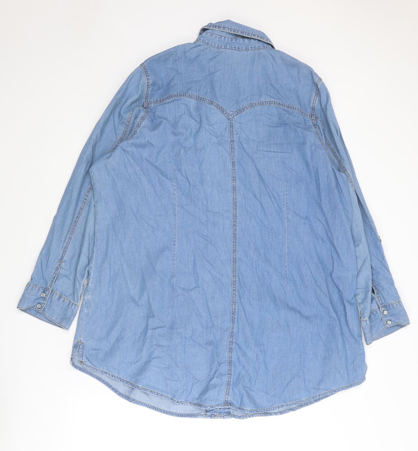 Arcadia Womens Blue Cotton Tunic Button-Up Size 26 Collared