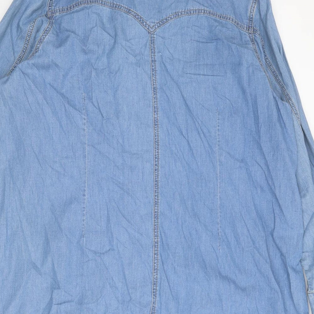 Arcadia Womens Blue Cotton Tunic Button-Up Size 26 Collared