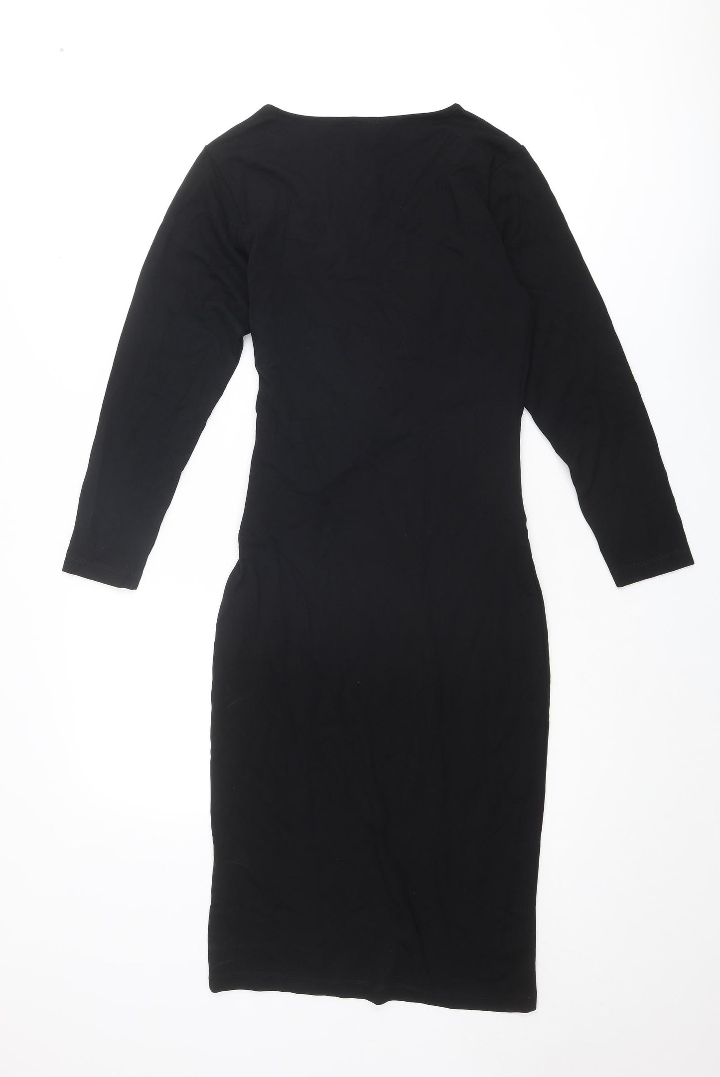Iris & Ink Womens Black Viscose A-Line Size 8 V-Neck Zip
