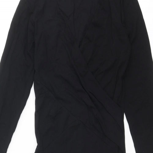 Iris & Ink Womens Black Viscose A-Line Size 8 V-Neck Zip