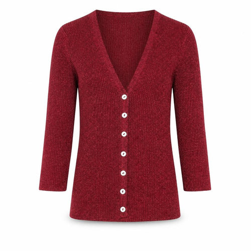 Equation Womens Red V-Neck Viscose Cardigan Jumper Size M