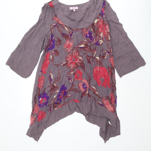 Per Una Womens Purple Floral Viscose Tunic Blouse Size 14 Scoop Neck