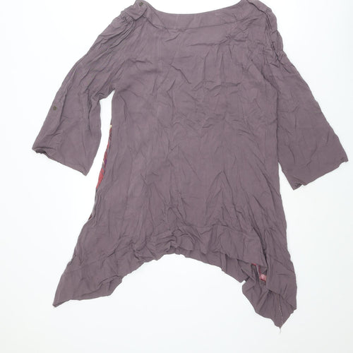 Per Una Womens Purple Floral Viscose Tunic Blouse Size 14 Scoop Neck