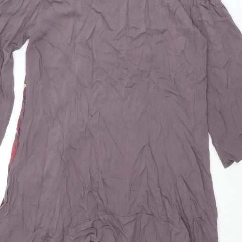 Per Una Womens Purple Floral Viscose Tunic Blouse Size 14 Scoop Neck