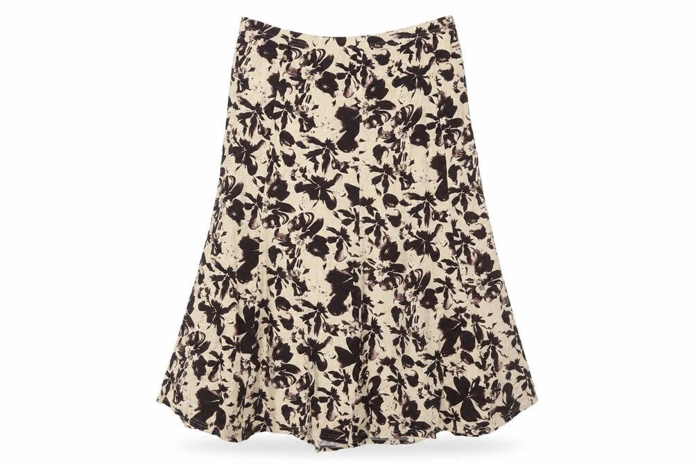 Reflections Womens Brown Floral Viscose Swing Skirt Size 30 in