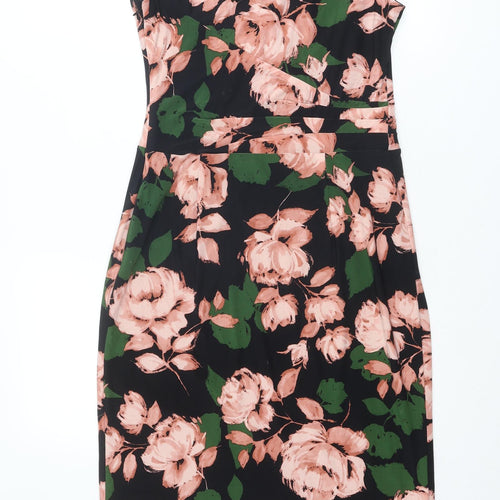 Phase Eight Womens Multicoloured Floral Polyester Shift Size 12 V-Neck Zip