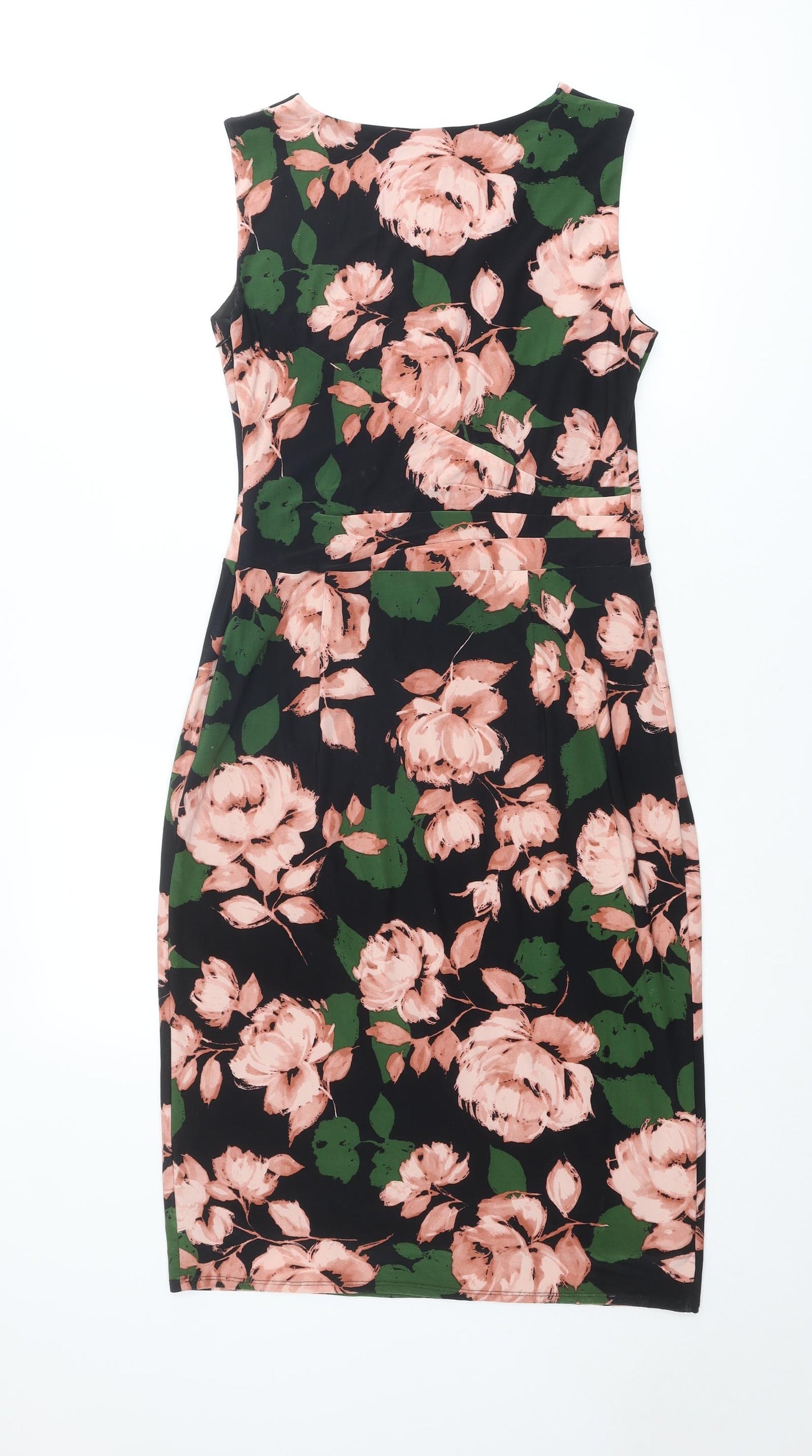 Phase Eight Womens Multicoloured Floral Polyester Shift Size 12 V-Neck Zip