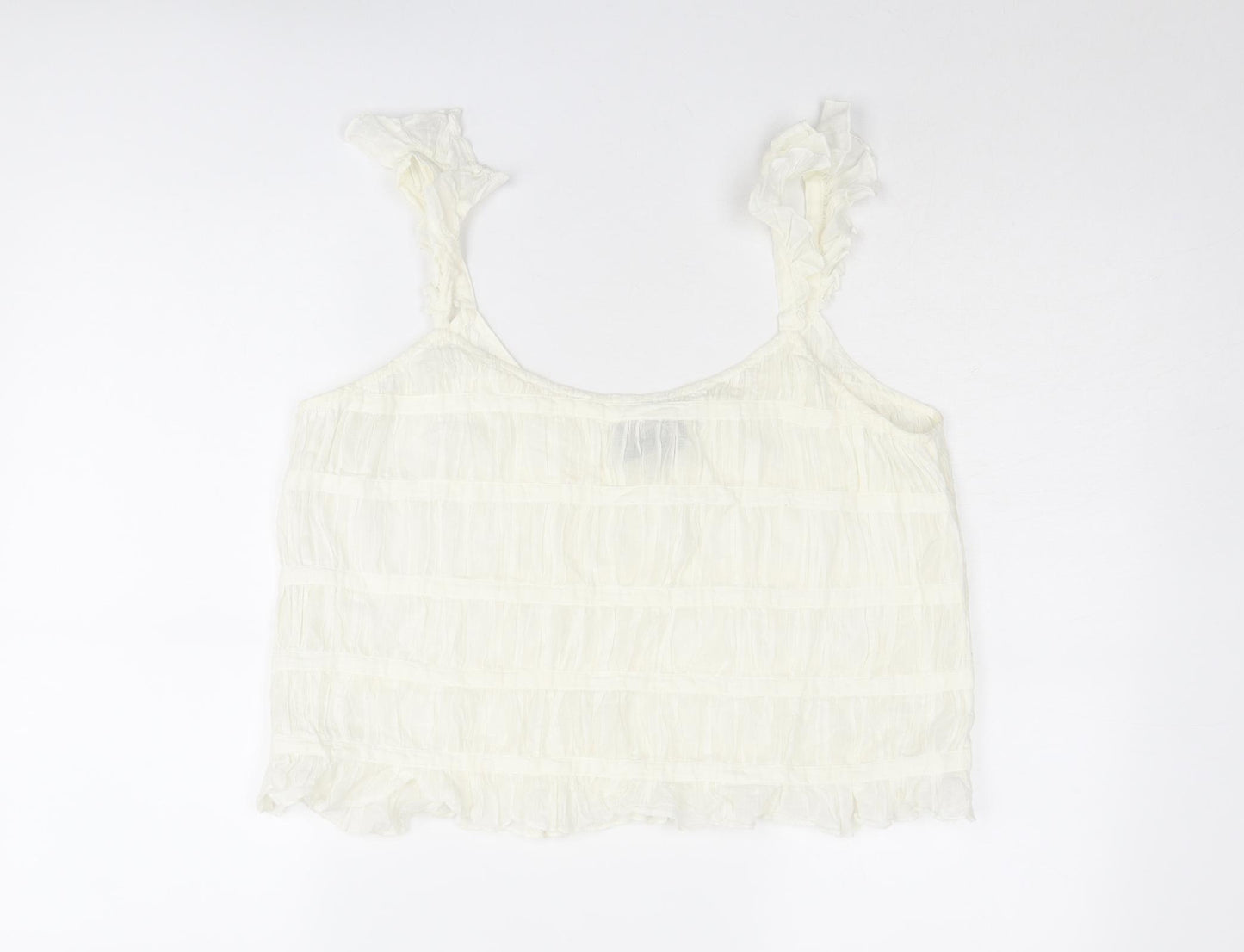 ASOS Womens Ivory Polyester Cropped Tank Size 14 Round Neck