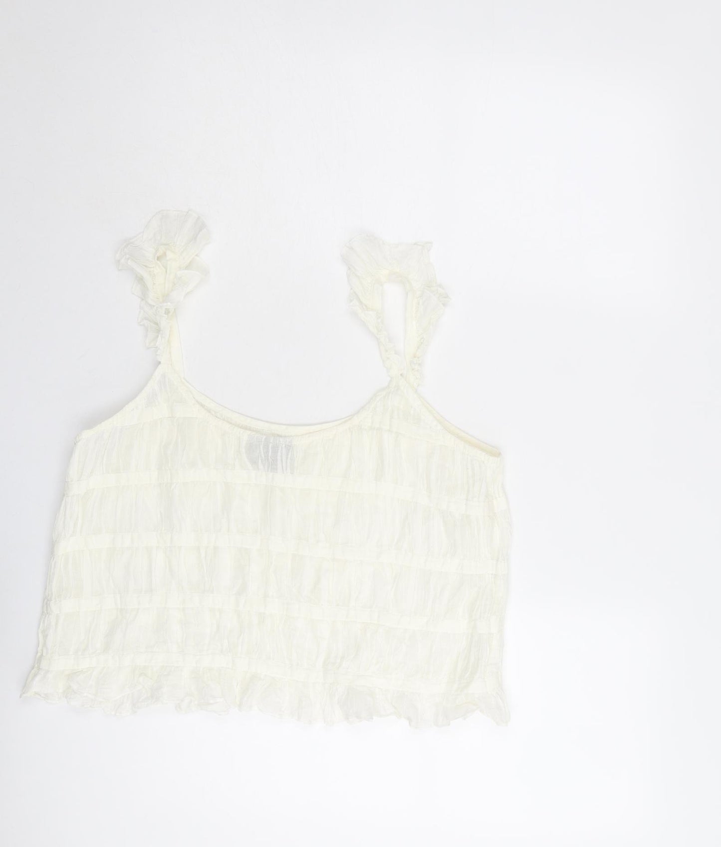 ASOS Womens Ivory Polyester Cropped Tank Size 14 Round Neck