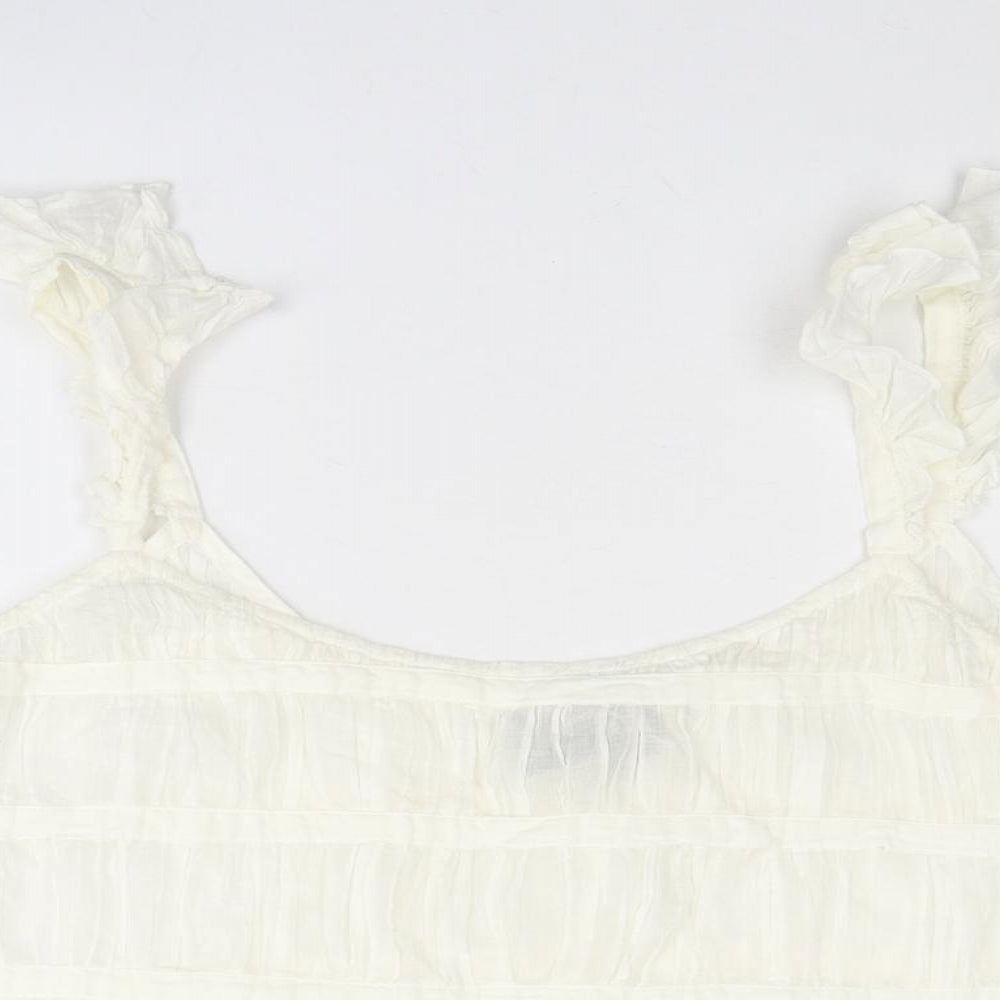 ASOS Womens Ivory Polyester Cropped Tank Size 14 Round Neck