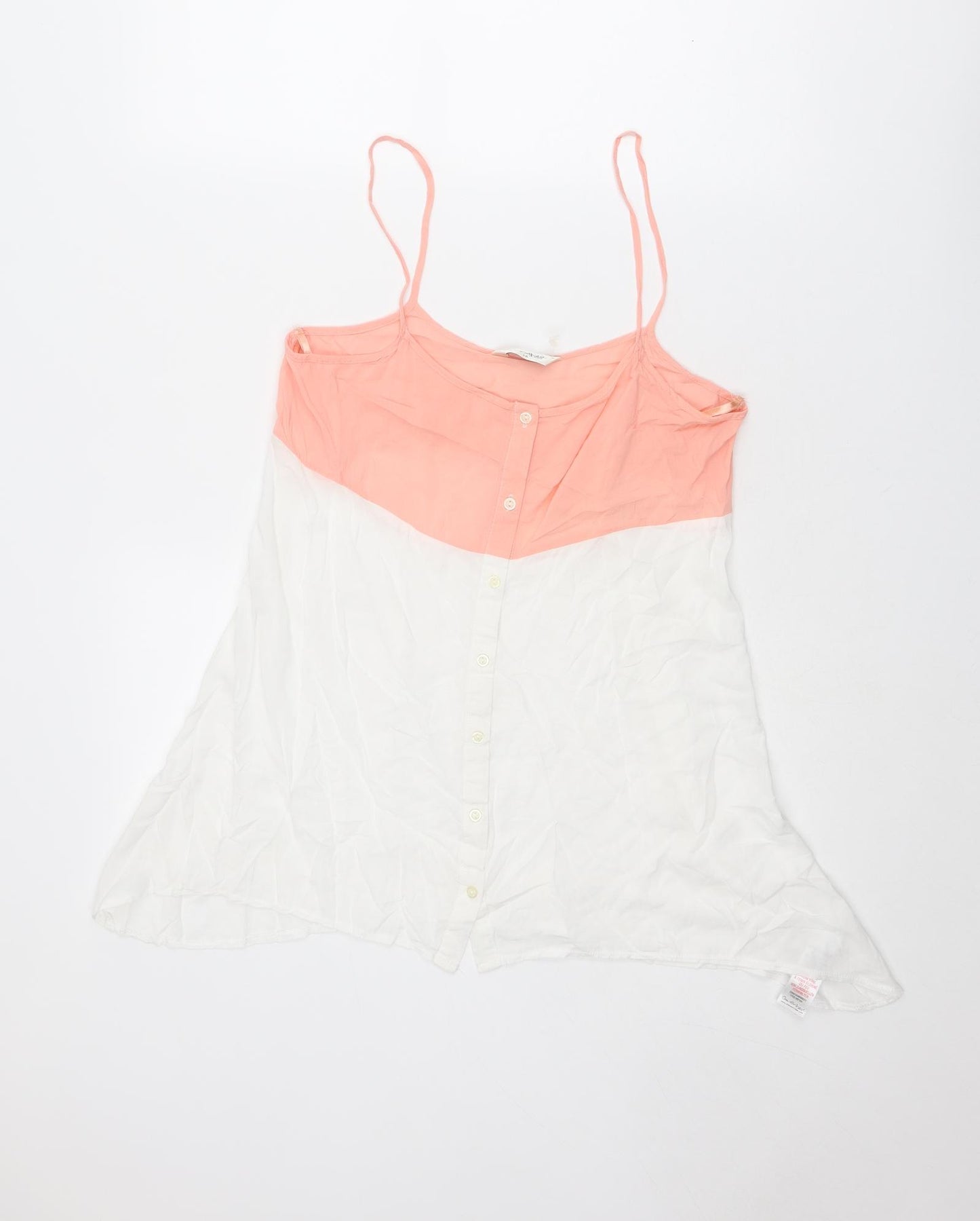 Miss Selfridge Womens White Viscose Basic Tank Size 10 Round Neck