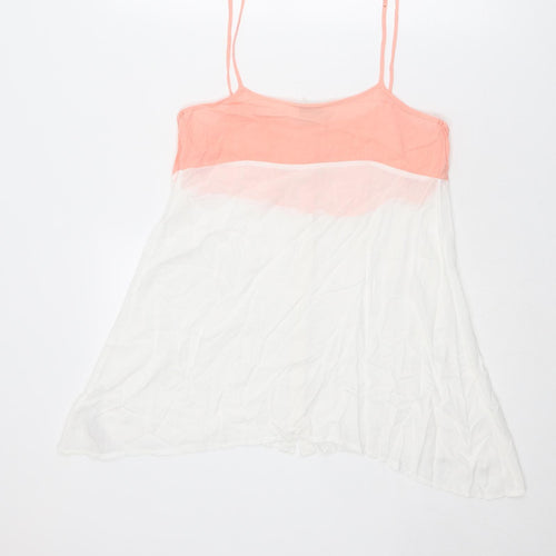 Miss Selfridge Womens White Viscose Basic Tank Size 10 Round Neck