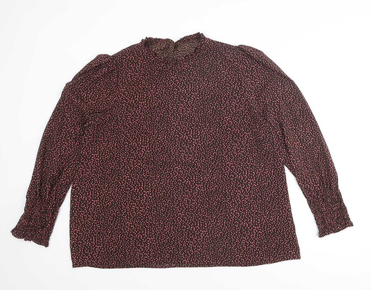 NEXT Womens Brown Geometric Polyester Basic Blouse Size 20 Mock Neck