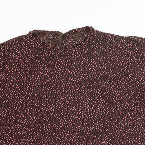 NEXT Womens Brown Geometric Polyester Basic Blouse Size 20 Mock Neck