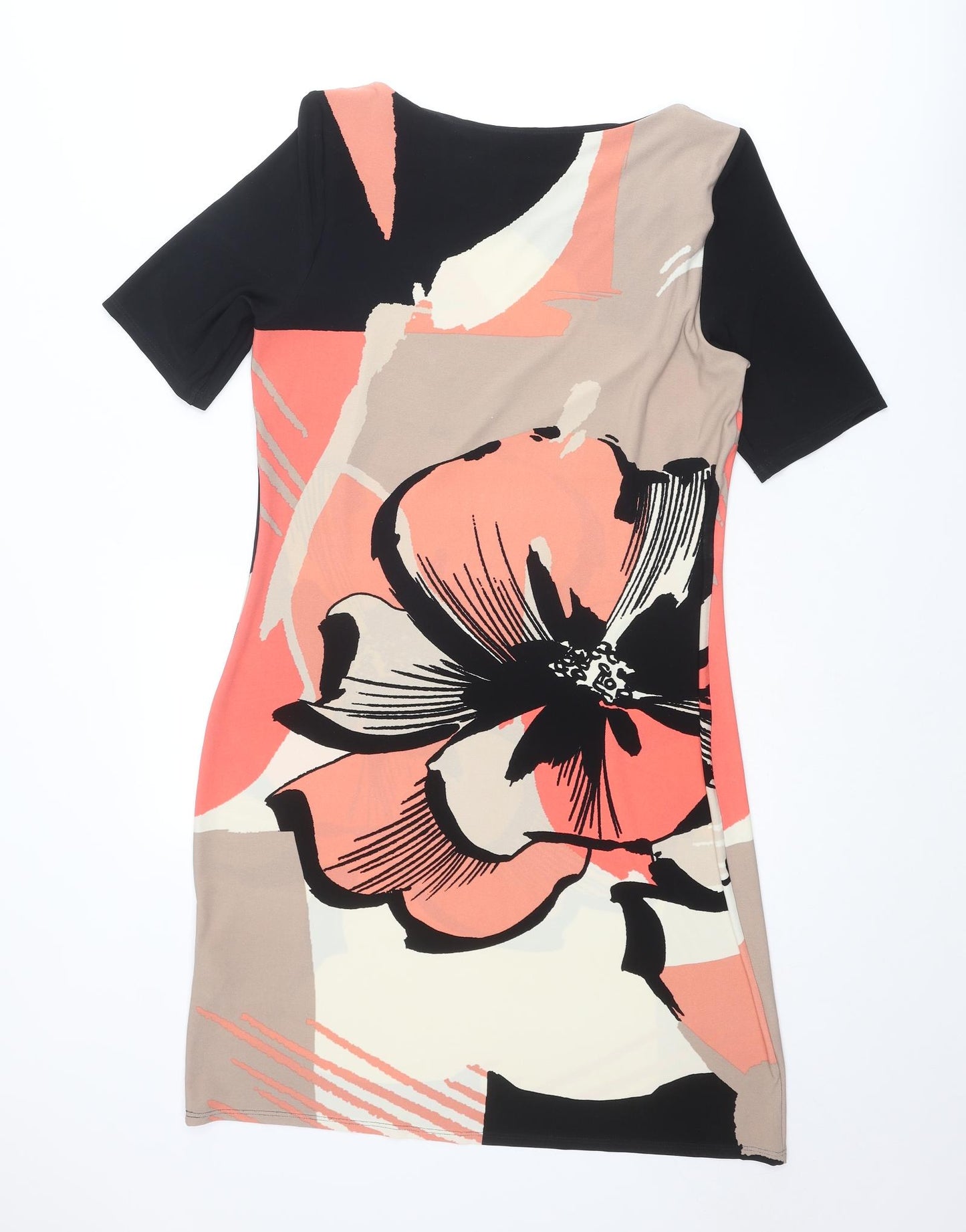 Marks and Spencer Womens Multicoloured Floral Polyester Shift Size 14 Boat Neck Pullover