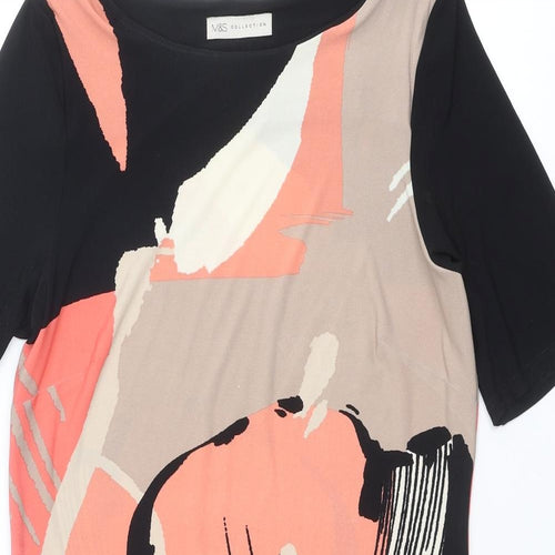 Marks and Spencer Womens Multicoloured Floral Polyester Shift Size 14 Boat Neck Pullover
